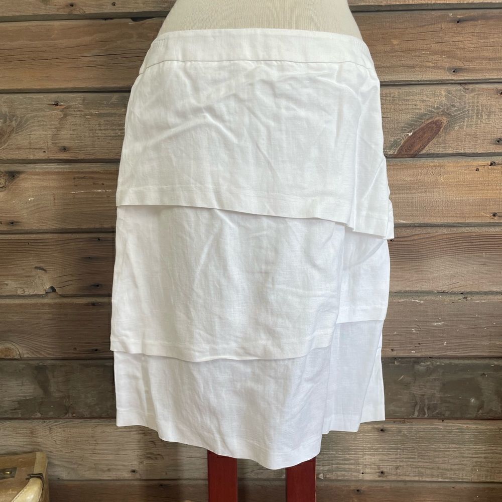 NWT Adrienne Vittadini White Linen Blend Skirt Size 10